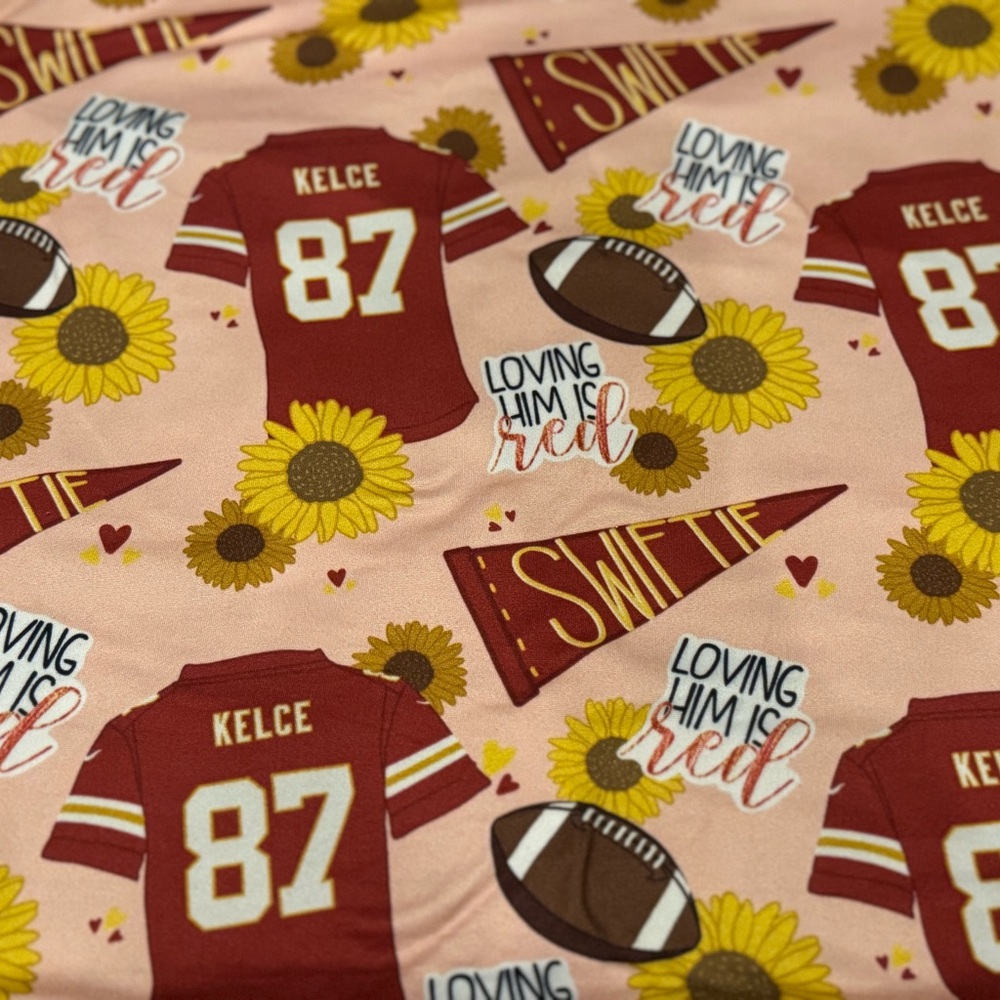 Football Themed Fabric with Sunflowers and Jerseys